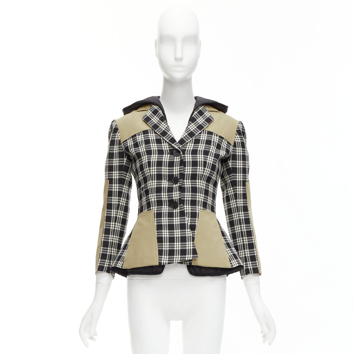 CHRISTIAN DIOR 2022 black white virgin wool Cannage lined bar jacket FR34 XS