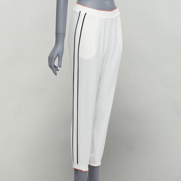 FENDI white silky black orange trims casual jogger pants IT36 XXS