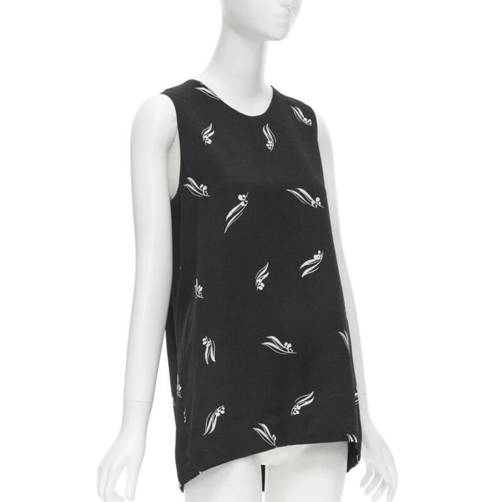 MARNI black white print crepe open split back sleeveless top IT40 S