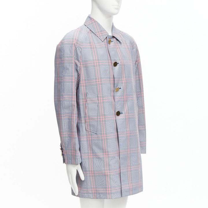 THOM BROWNE Reversible navy blue  classic check gold buttons overcoat JP2 M