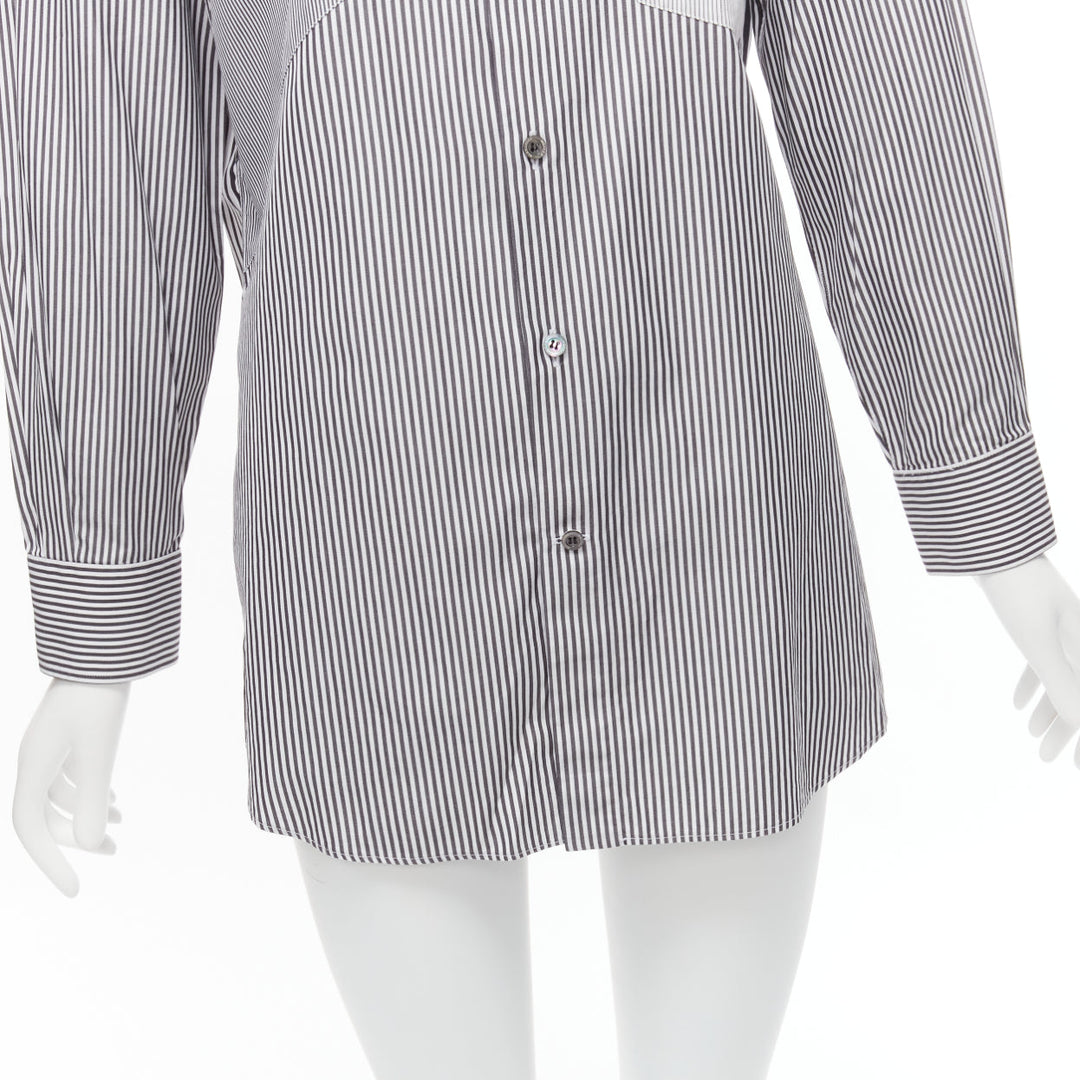 ALEXANDER MCQUEEN grey white cotton mixed stripes patchwork shirt Sz.16 L