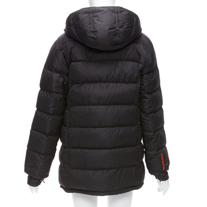 PRADA Sports black nylon down filled hooded puffer jacket IT40 S