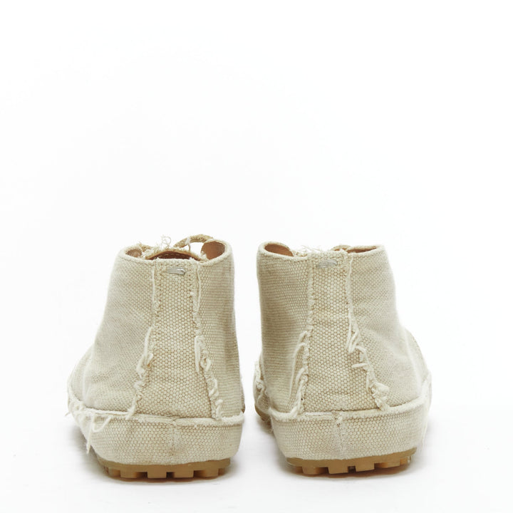 MAISON MARGIELA beige canvas leather lace up espadrille boots EU39