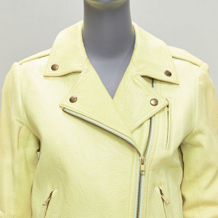 THEORY yellow lambskin leather motorcycle biker jacket M