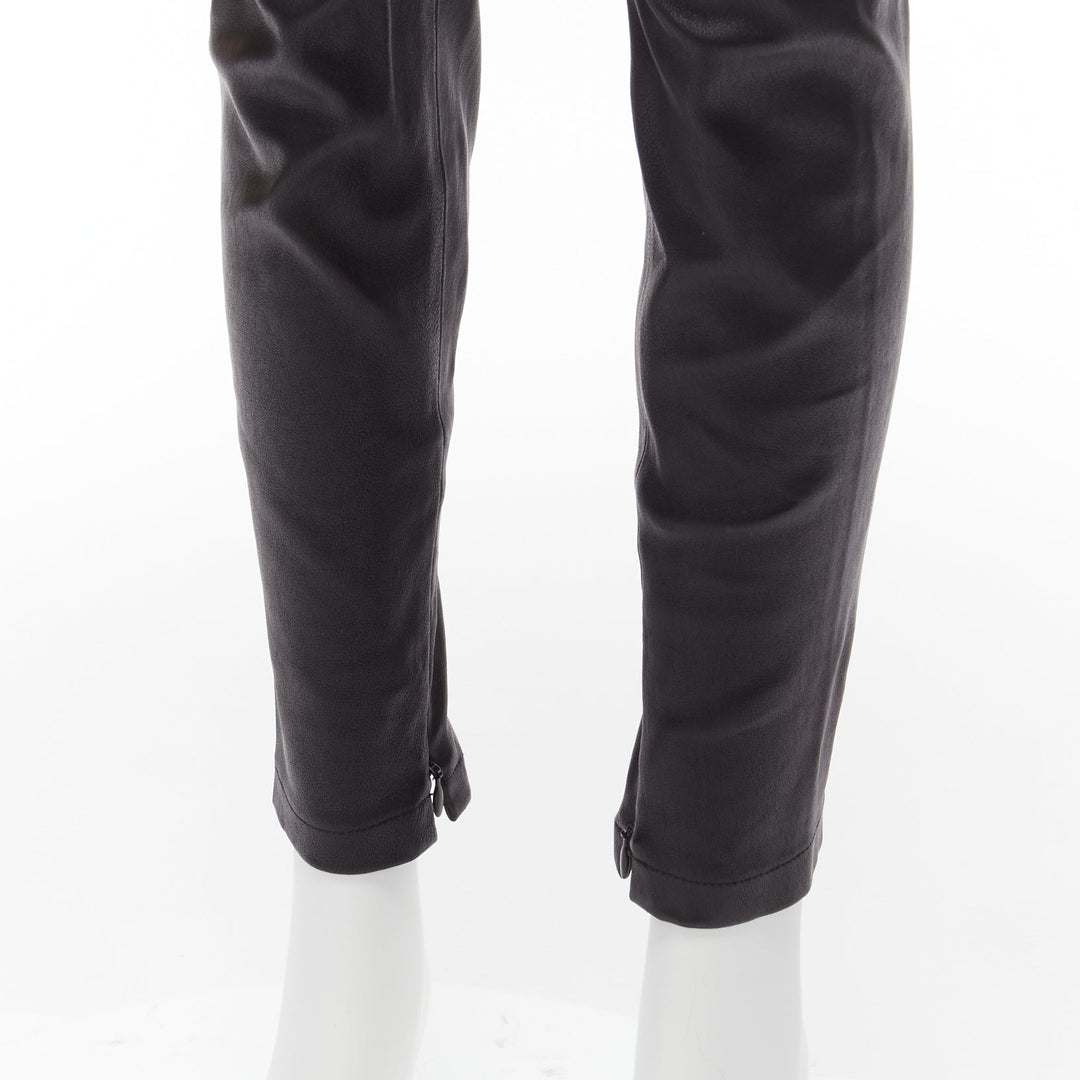 VINCE black genuine leather panelled back darts fitted moto leggings XS