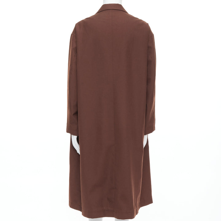 YOHJI YAMAMOTO Y's brown wool mohair single breast long boxy coat JP3 L