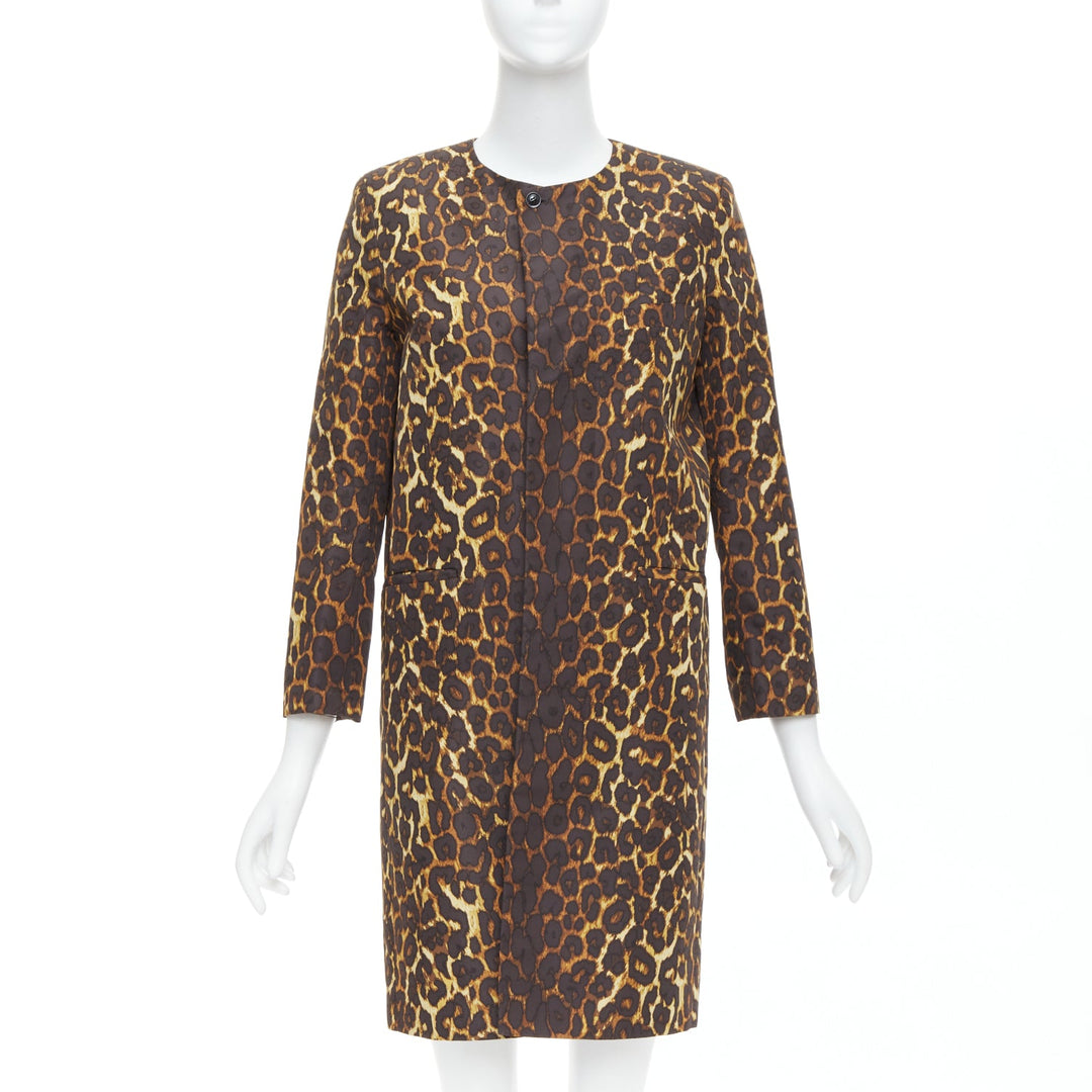 TOGA PULLA brown leopard animal print padded shoulder coat JP1 S