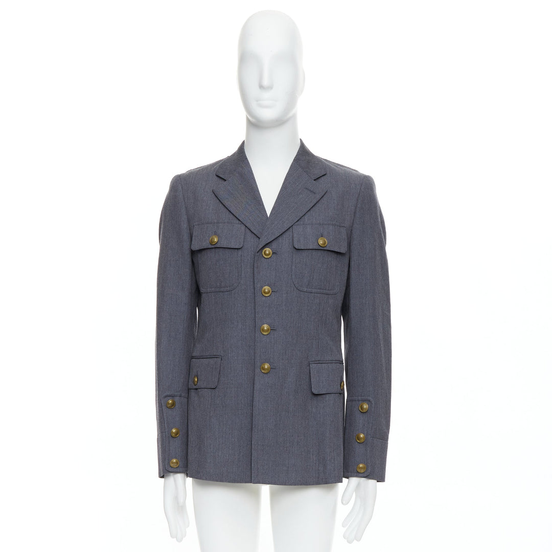 COMME DES GARCONS Homme Plus 2014 grey pink contrast back military jacket M