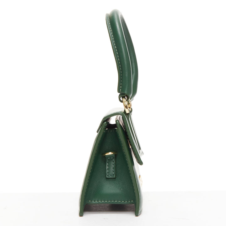 JACQUEMUS Le Chiquito green calfskin gold logo mini crossbody bag