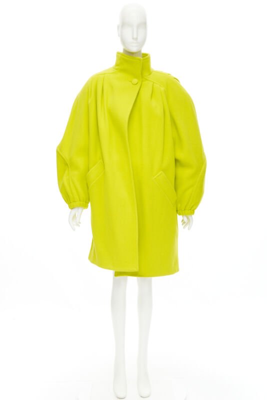 runway BALENCIAGA 2019 Runway yellow wool padded oversized cocoon coat FR34 XS