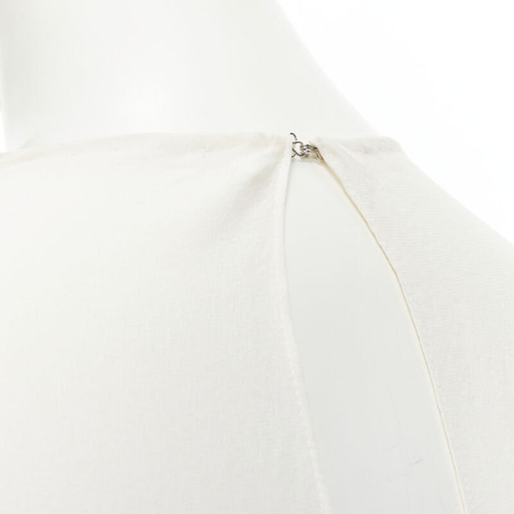 CHLOE 100% silk milk white split open back short sleeve top FR34 XS