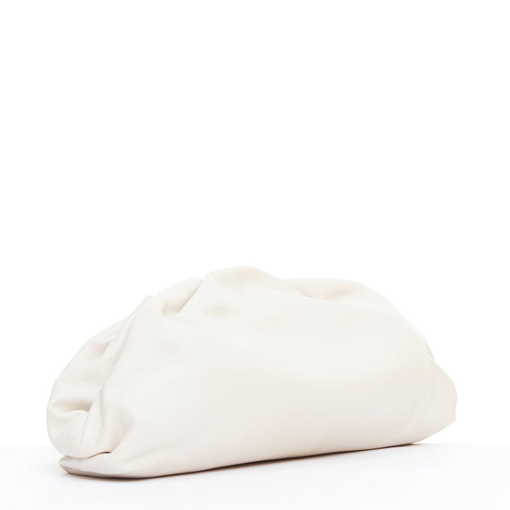 BOTTEGA VENETA Pouch off white cream soft leather oversized clutch bag