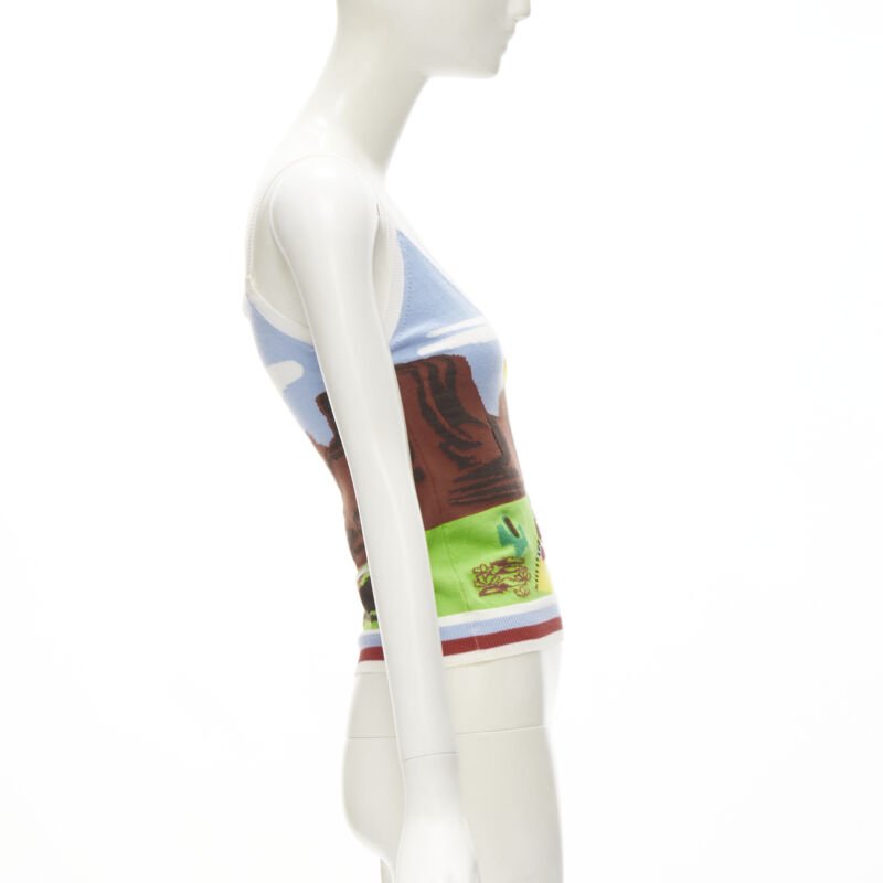 rare DSQUARED2 Vintage Y2K Camping Scene knitted camisole tank S