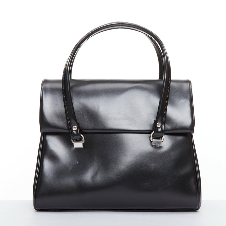 COMME DES GARCONS CDG black buffed faux leather foldover duffle bag