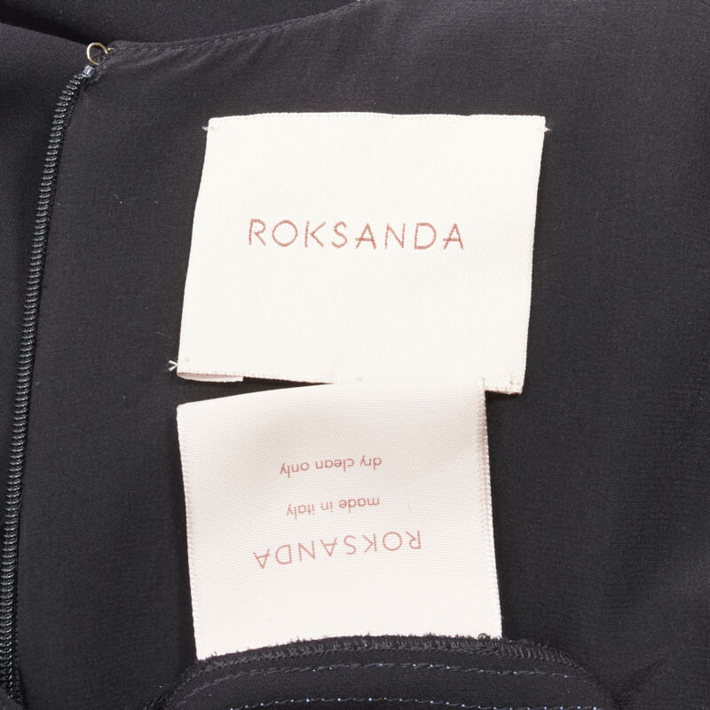 ROKSANDA black silk blue seam detail flared cuff midi dress
