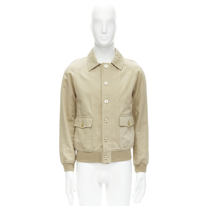 APC beige classic raglan sleeves flap pocket bomber jacket XS