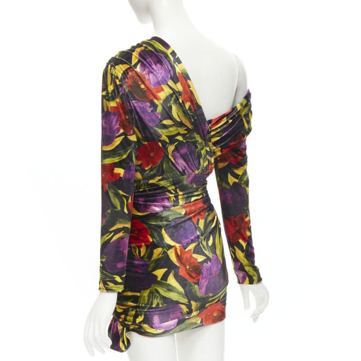 BALENCIAGA 2019 Runway Demna floral velvet wrap draped mini dress FR36 S