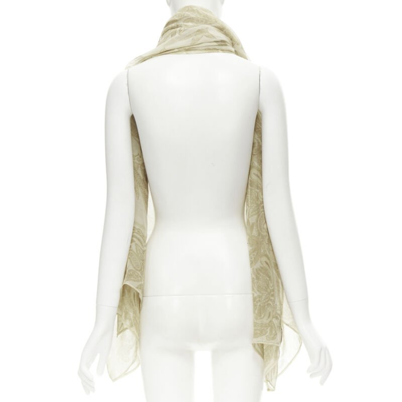 GIORGIO ARMANI  100% silk beige floral print sheer scarf