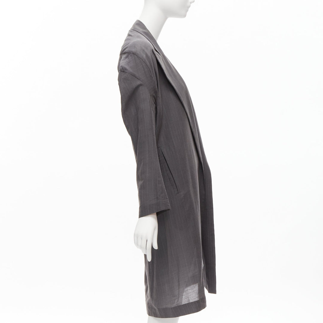 YOHJI YAMAMOTO grey notched peak lapel A-line wide cut coat JP1 S