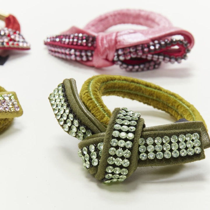 ALEXANDRE DE PARIS Alexander Zouari LOT OF 4 crystal leather bow hair tie