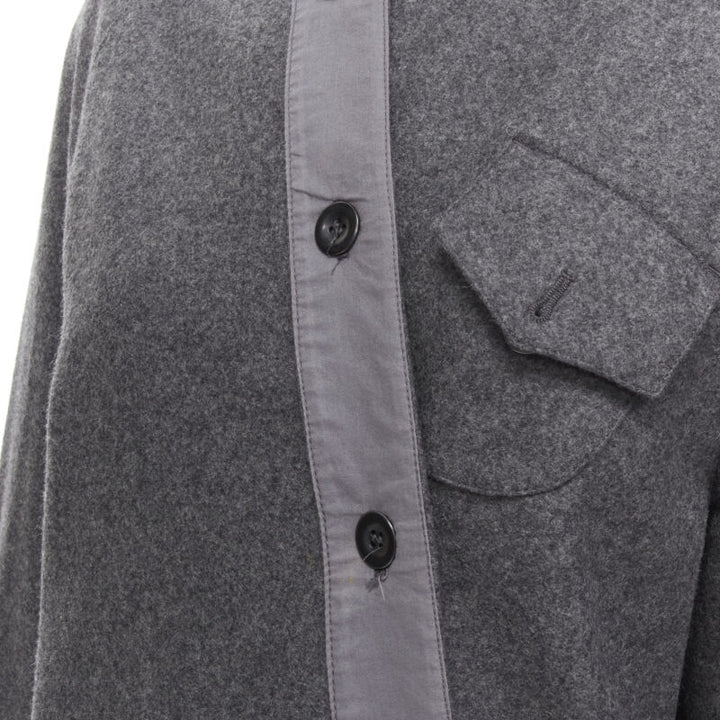 MIU MIU grey cashmere wool blend asymmetric button boxy coat IT38 XS