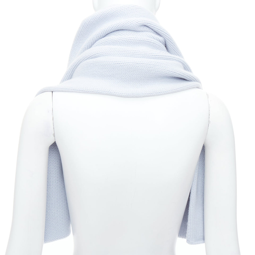 HERMES BABY H102986M Adada 100% cashmere Bleu Glacier knitted baby blanket scarf