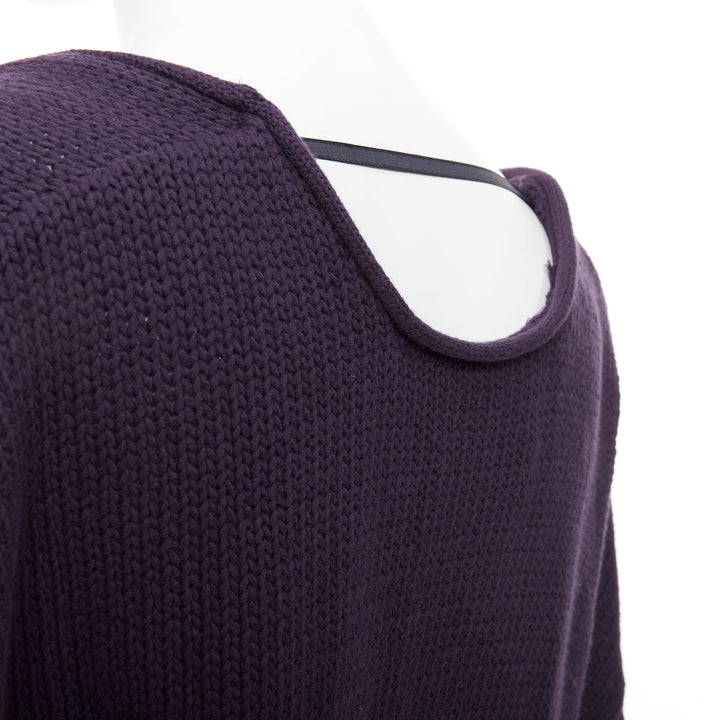 ACNE STUDIOS 2011 Sharp navy cotton wide scoop neck leather zip sweater XS