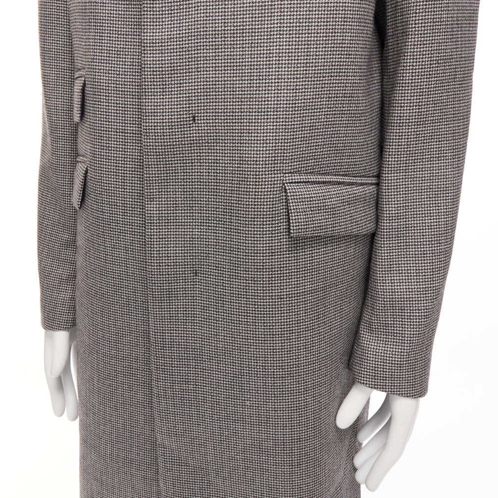 MARNI grey houndstooth wool blend invisible placket longline coat IT48 M