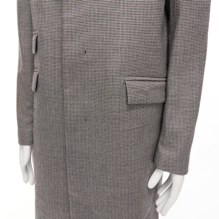 MARNI grey houndstooth wool blend invisible placket longline coat IT48 M