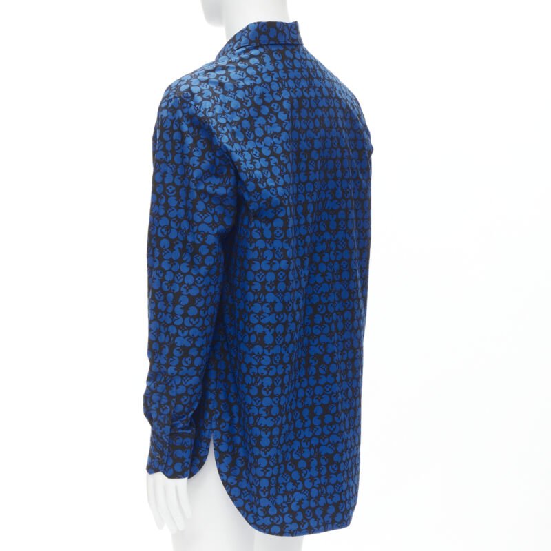 LOUIS VUITTON Virgil Abloh black blue polka dot LV monogram oversized shirt L
