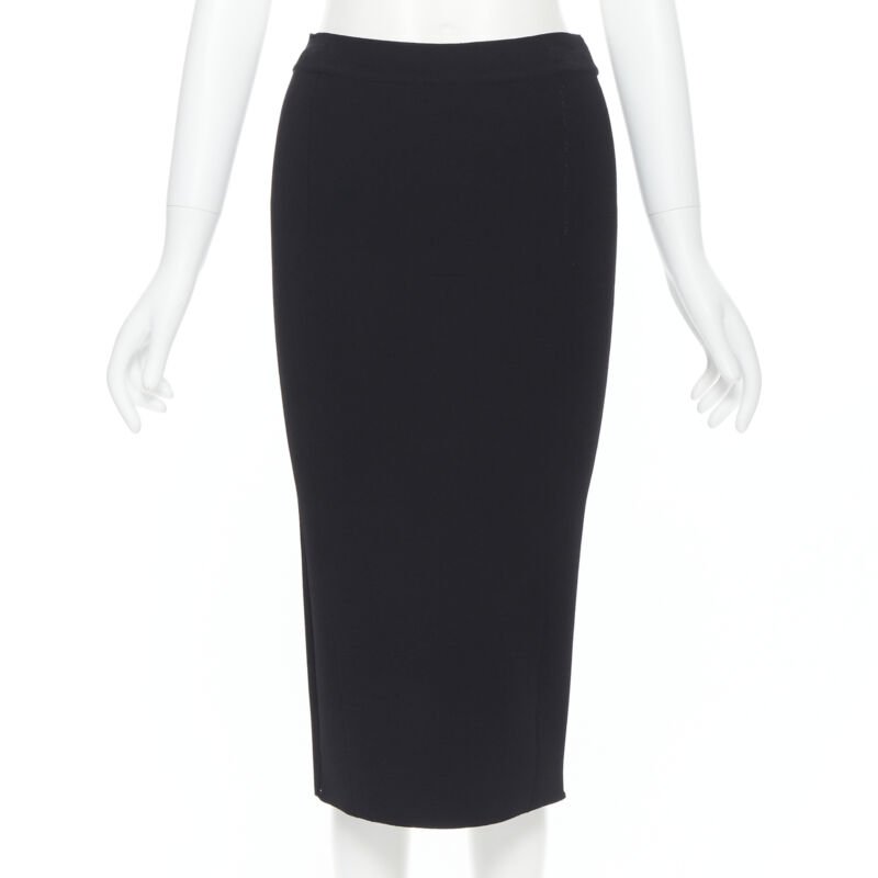 OSCAR DE LA RENTA 2016 black viscose knit knee length bodycon pencil skirt XS