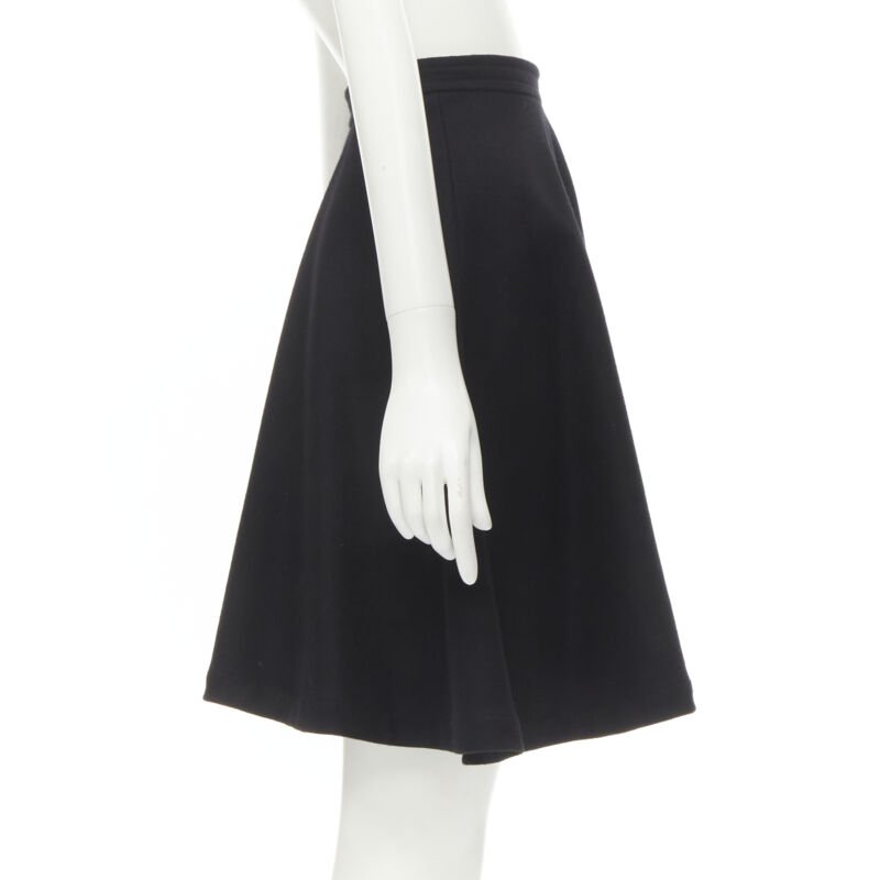 COMME DES GARCONS 1980s Vintage black wool felt asymmetric A-line flared skirt S