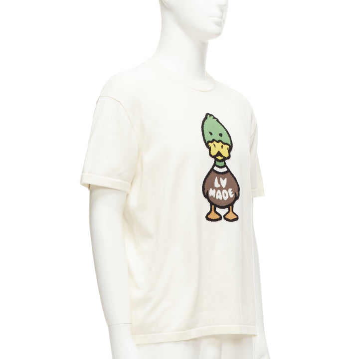 LOUIS VUITTON Nigo LV Made Duck cream intarsia jacquard knit top S