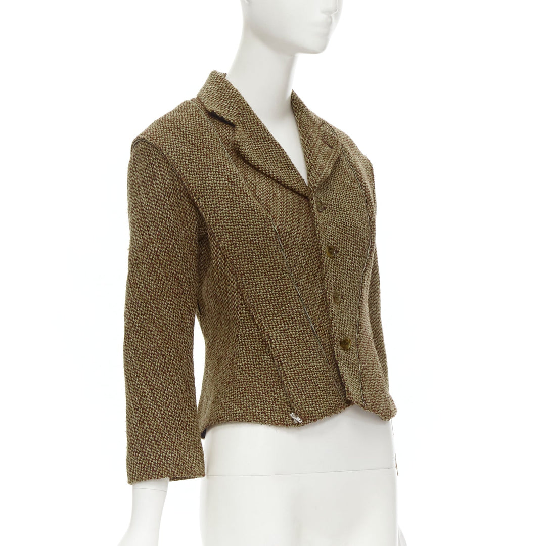rare JUNYA WATANABE 1999 Runway brown tweed herringbone transformable jacket M