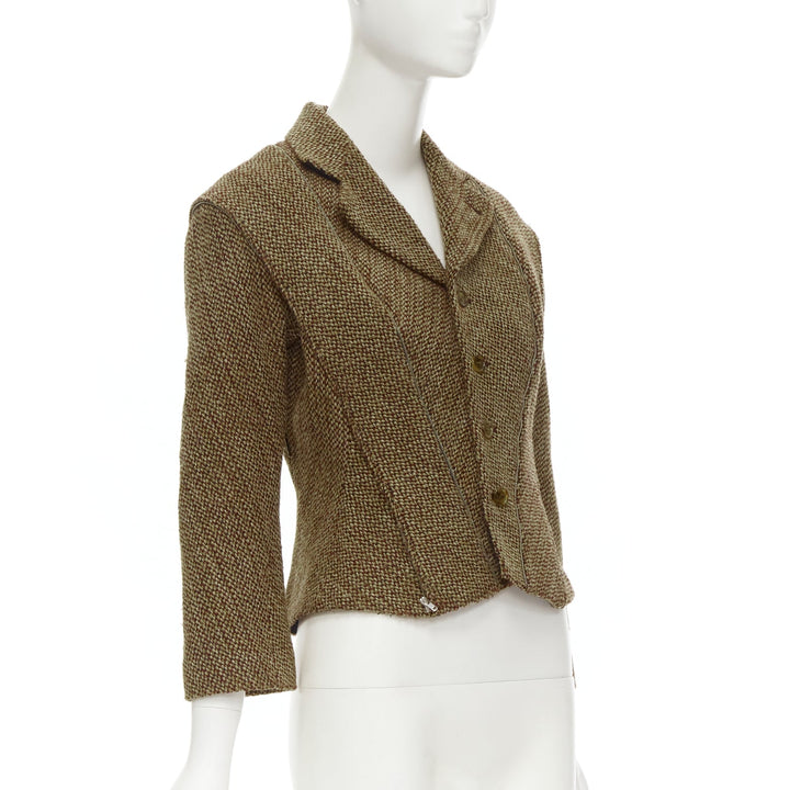 rare JUNYA WATANABE 1999 Runway brown tweed herringbone transformable jacket M
