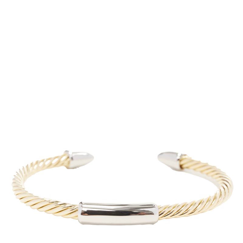 vintage BVLGARI JEWELLERY 18k yellow gold white gold stud twist bangle cuff