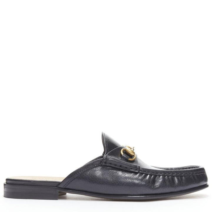 GUCCI Quentin Nero black leather gold Horsebit slip on loafer UK9 US10 EU43