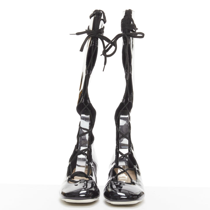 DIOR Diorarty silver star lucite heel black patent ballerina kitten heels EU38.5