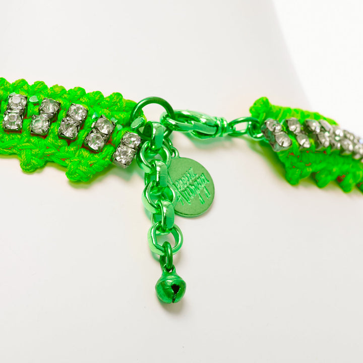 VANESSA ARIZAGA neon green rope clear crystal chandelier short necklace