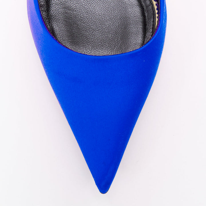 TOM FORD cobalt blue satin pointy front stiletto heeled pumps EU36.5