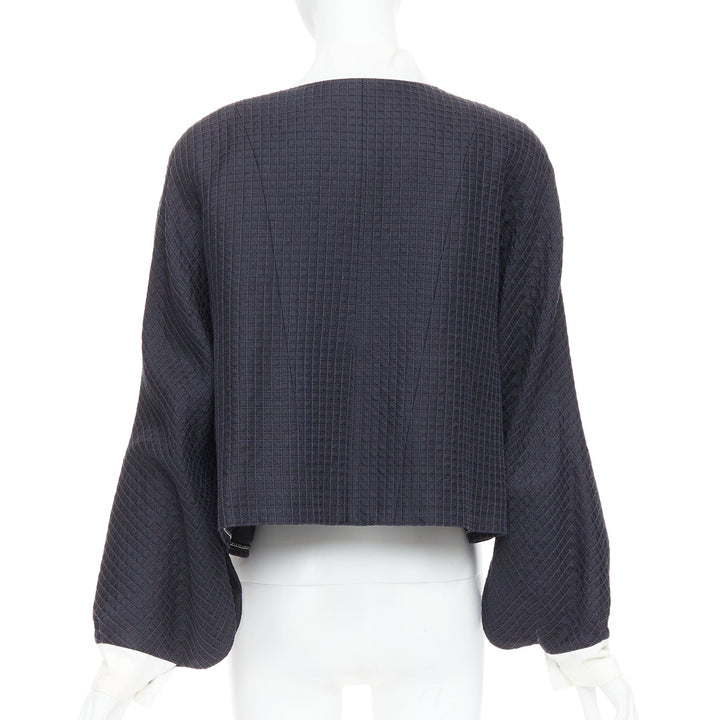 CHANEL 16C Paris Seoul Runway navy white silk cotton hanbok jacket FR36 S