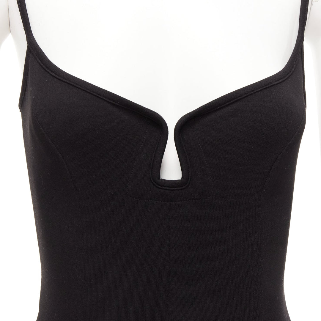 PARIS GEORGIA black sweetheart underwire neckline skinny jumpsuit US0 XS