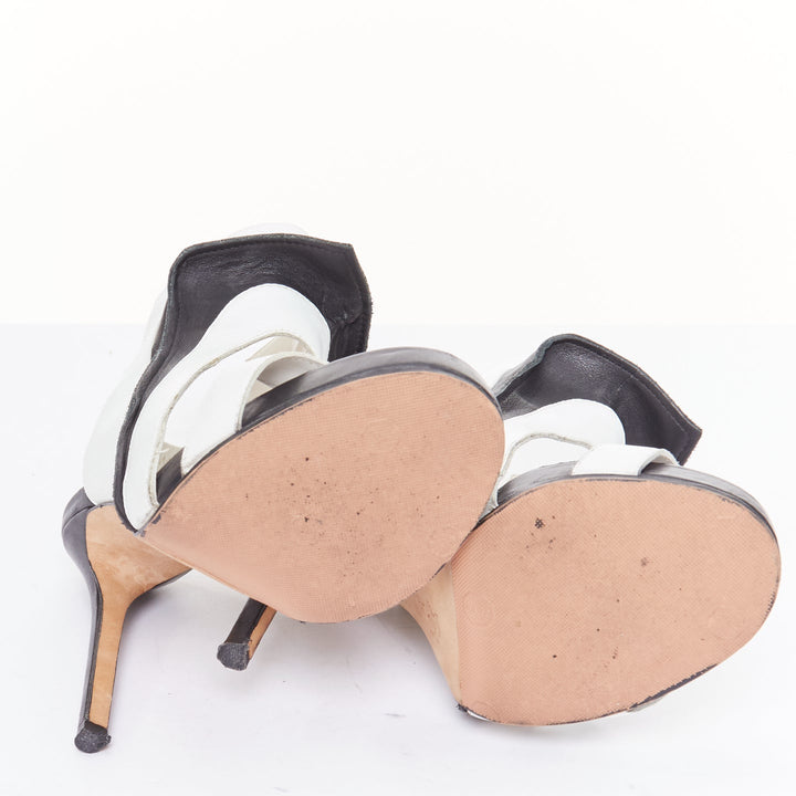 CAMILLA SKOVGAARD 2013 black white ridged high top cut out sandals EU37