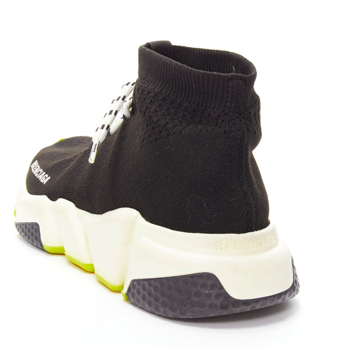BALENCIAGA Speed black fabric neon yellow sole sock sneakers EU37