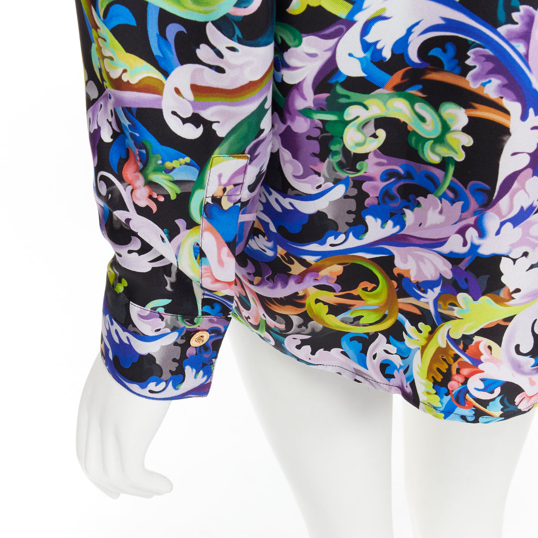 VERSACE 2021 Runway Baroccoflage 100% silk gold Medusa shirt IT42 M