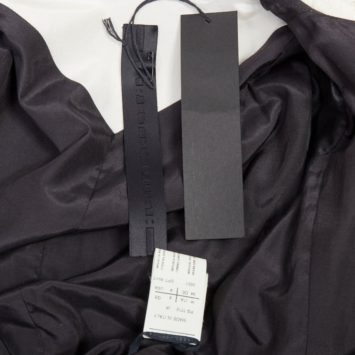 rare GARETH PUGH 2009 Runway cream black plisse silk draped biker IT38 XS