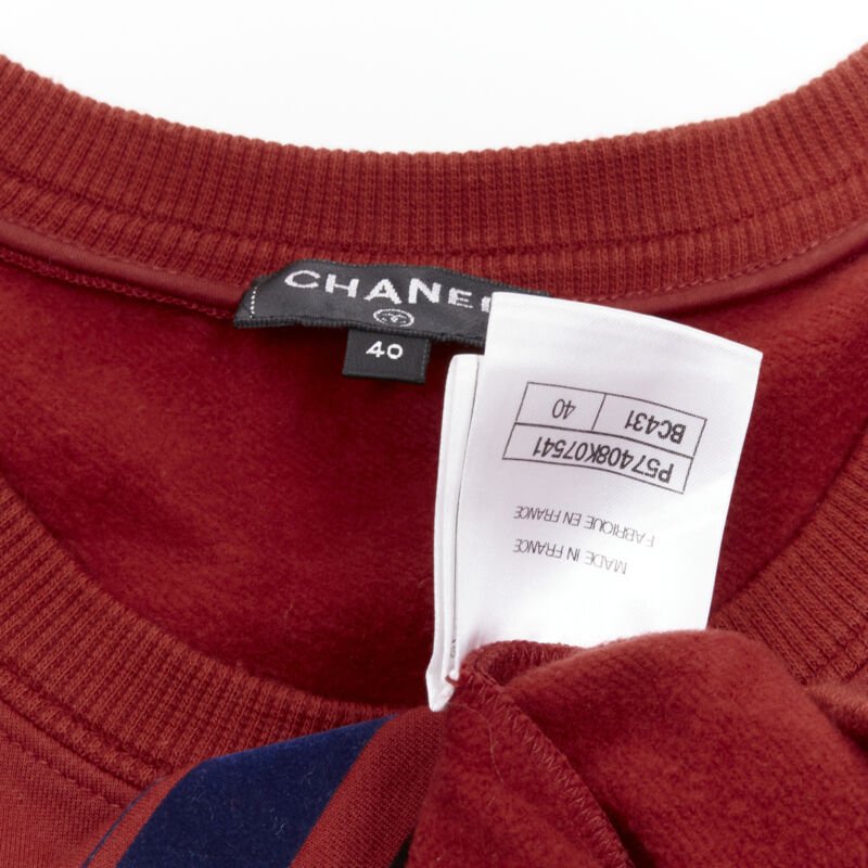 CHANEL 2017 Gabrielle velvet print red cotton fleece sweatshirt pullover FR40 M