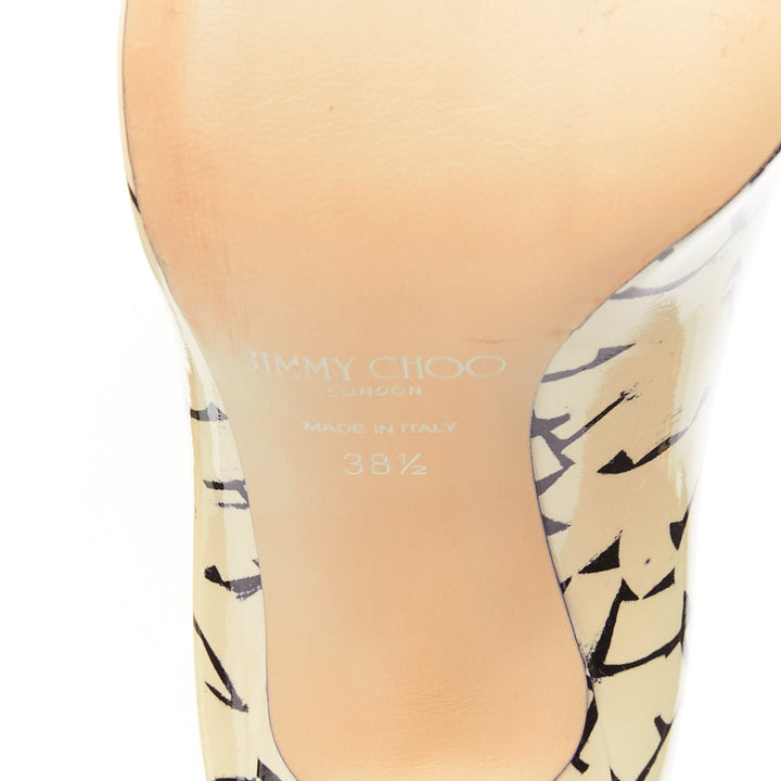 JIMMY CHOO ERIC HAZE Poggy black graphics pearl leather pumps EU38.5