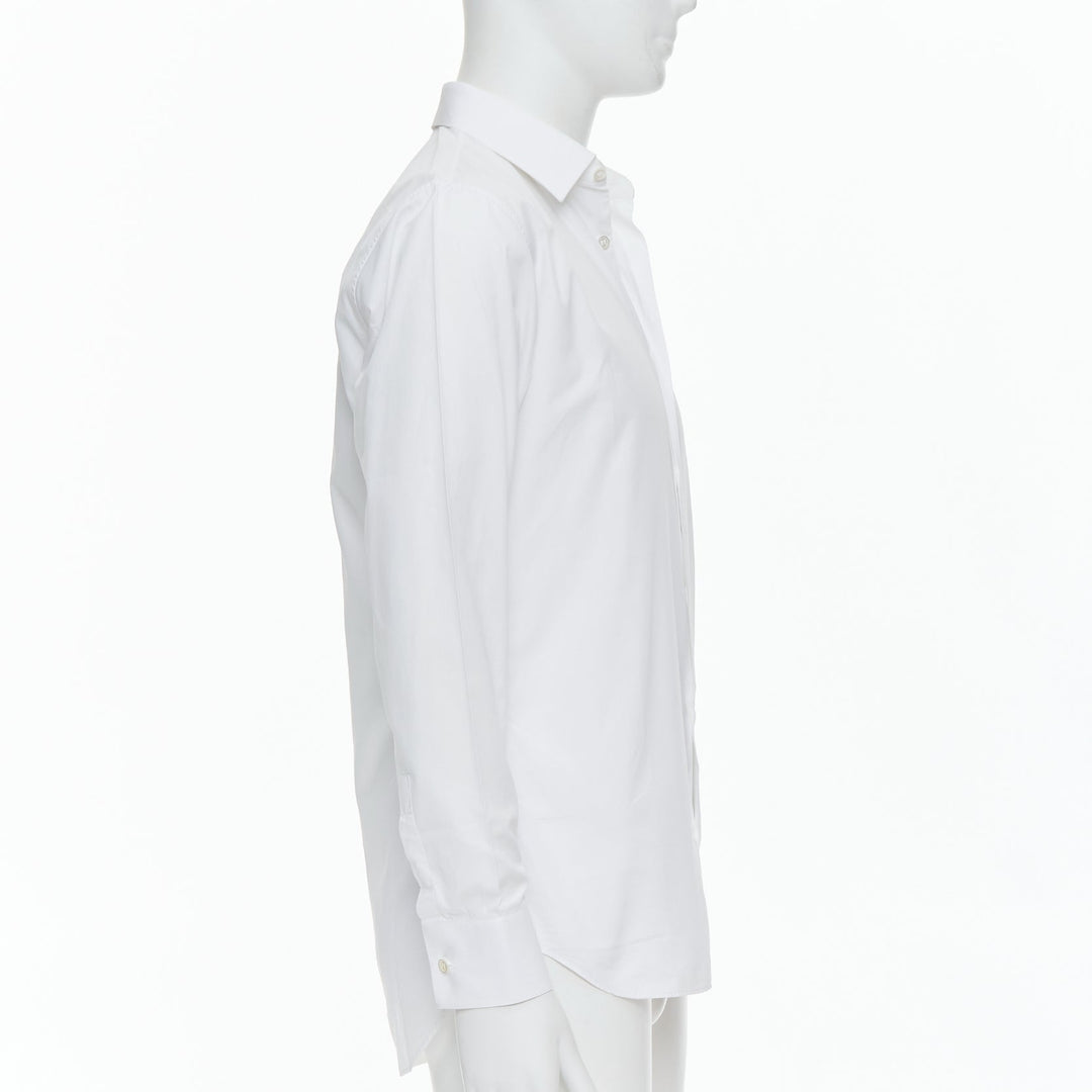 DIOR white 100% cotton shoulder darts plain dress shirt EU39 M