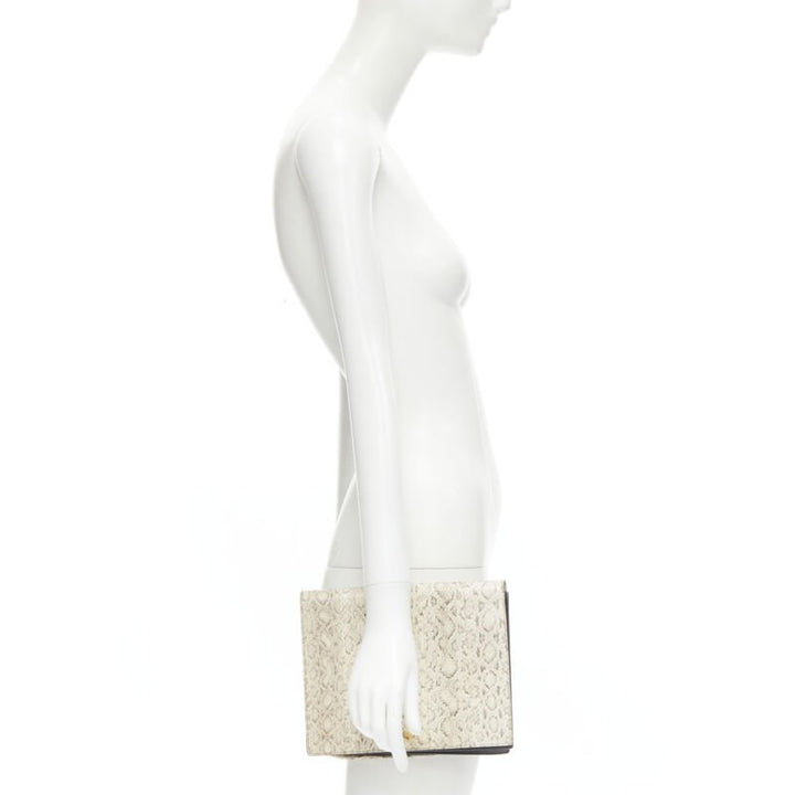 OLD CELINE Phoebe Philo natural scaled leather double flap portfolio clutch bag